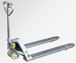 制藥廠倉庫貨物裝卸使用不銹鋼手動液壓搬運車